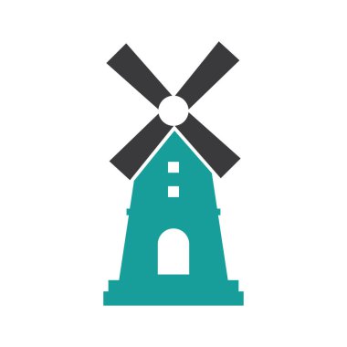 Windmill logo simgesi vektör düz tasarım şablonu