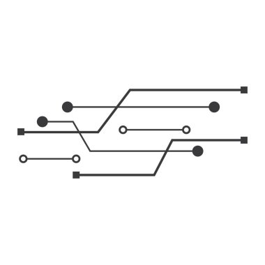 Devre çizgisi teknoloji illüstrasyon logo ikonu vektör şablonu