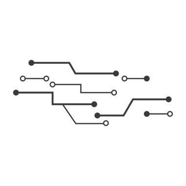 Devre çizgisi teknoloji illüstrasyon logo ikonu vektör şablonu