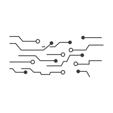 Devre çizgisi teknoloji illüstrasyon logo ikonu vektör şablonu