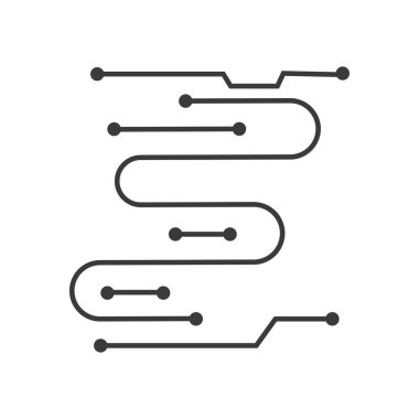 Devre çizgisi teknoloji illüstrasyon logo ikonu vektör şablonu