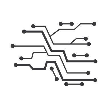 Devre çizgisi teknoloji illüstrasyon logo ikonu vektör şablonu