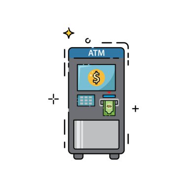 ATM simgesi düz tasarım şablonu