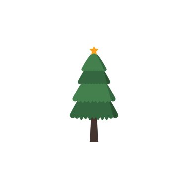 Noel çam ağacı simgesi düz tasarım