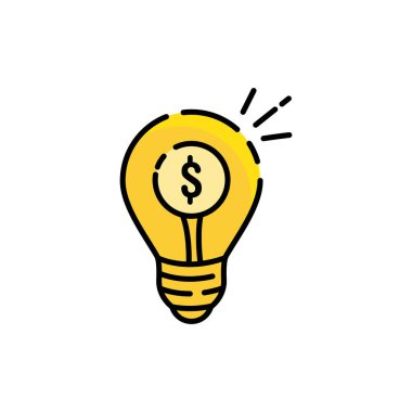 Ampul ve para fikri simgesi düz tasarım