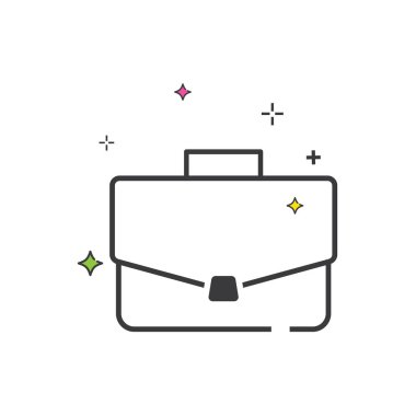 Renkli yıldızlı siyah çizgili evrak çantası.