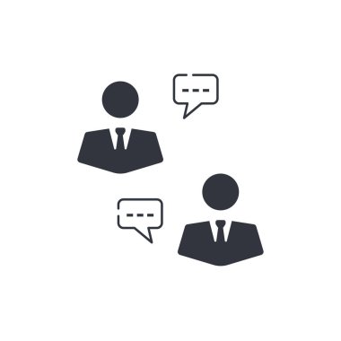 Resmi giyinmiş iki profesyonel sohbet ediyorlar..