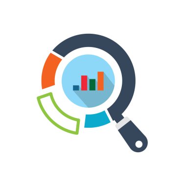 Finansal kavramlar, yatırımlar ve para analizleri için grafik işaretli büyüteç ideal.