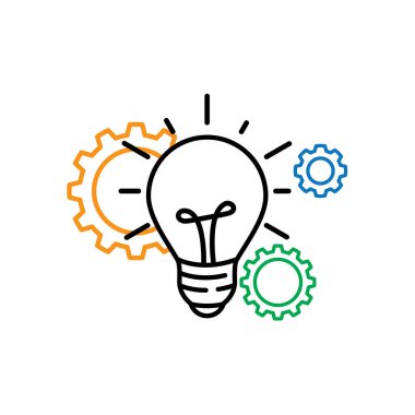 Vites ve ampul simgesi düz tasarım