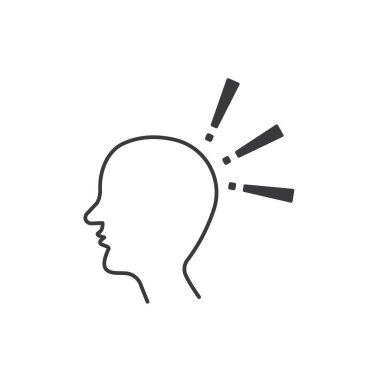 Kafası profilde, üstünde üç ünlem işareti var..