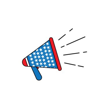 Beyaz arkaplan düz tasarımı üzerine konuşmacı simgesi 