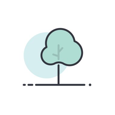 Ağaç karikatür simgesi düz tasarım