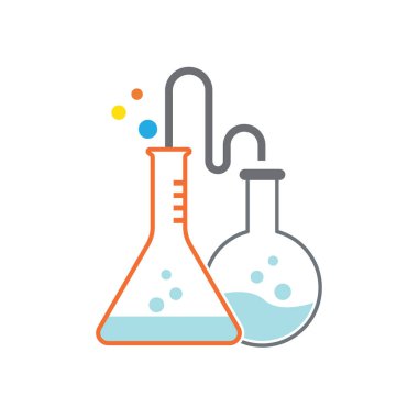 Kimyasal molekül laboratuvar simgesi düz tasarım