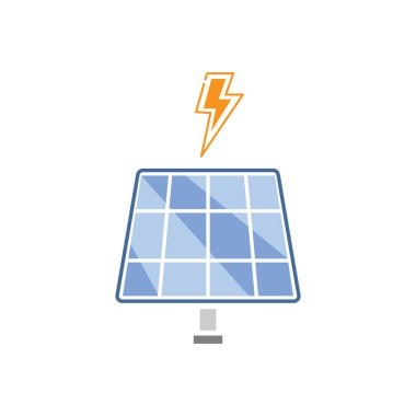 Güneş enerjisi logo simgesi düz tasarım