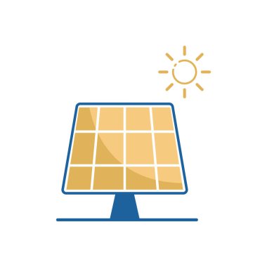 Güneş enerjisi logo simgesi düz tasarım