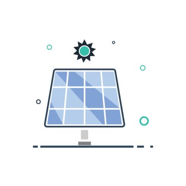 Güneş enerjisi logo simgesi düz tasarım