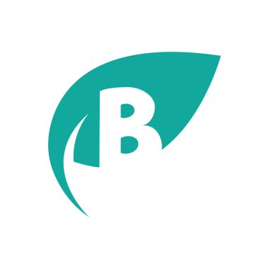 Yeşil yapraklı logo vektörü düz dizaynlı ilk harf doğal ve çevre dostu ürün logosu için bir tasarım.