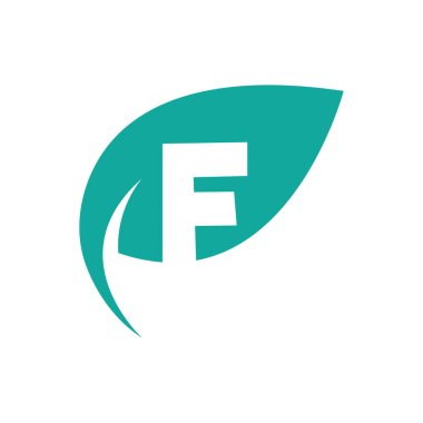 Yeşil yapraklı logo vektörü düz dizaynlı ilk harf doğal ve çevre dostu ürün logosu için bir tasarım.