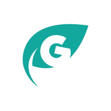 Yeşil yapraklı logo vektörü düz dizaynlı G harfli doğal ve çevre dostu ürün logosu tasarımıdır.