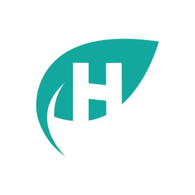 Yeşil yaprak logo vektör düz tasarım H ilk harf doğal ve çevre dostu ürün logosu için bir tasarım