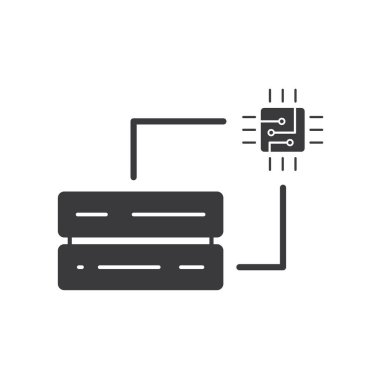 Data server connects to central processing unit icon  clipart