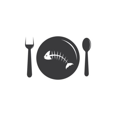 Kemik balığı simgesi düz tasarım
