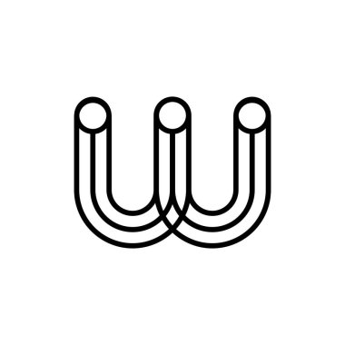 Siyah beyaz harf W illüstrasyon