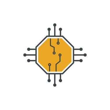 İşlemci logo simgesi vektör düz tasarım şablonu