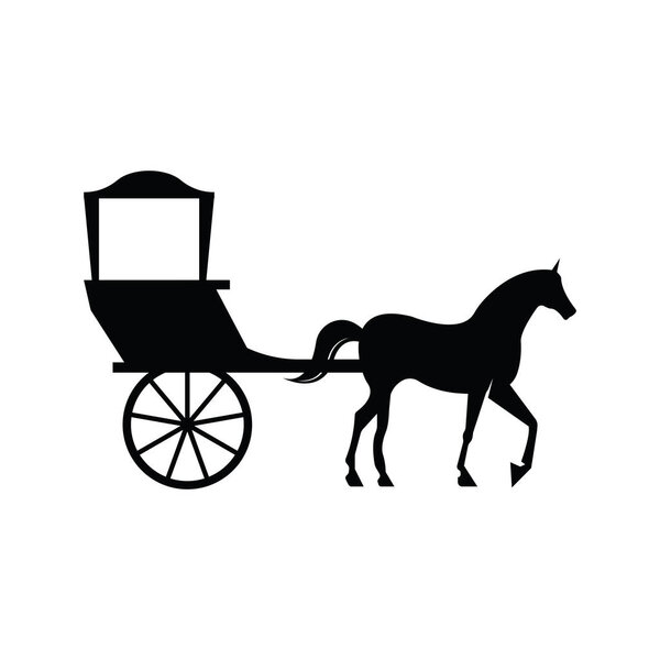 Horse pulling a carriage icon flat design