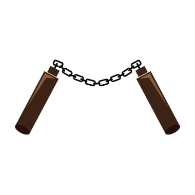 Dövüş sanatları ikonu tasarımı için bir çift kahverengi nunchaku