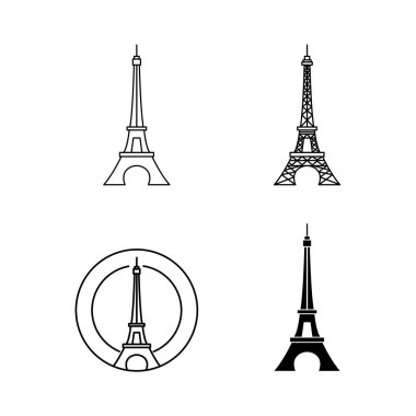 Eifel Kulesi çizim şablonu düz tasarım