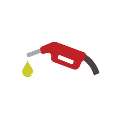Sarı yakıt ikonlu kırmızı benzin pompası.