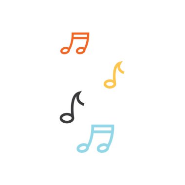 Beyaz arkaplanda dört renkli nota.