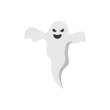 Cadılar Bayramı temalarına uygun muzip bir gülümsemesi olan hayaletli ev dekorasyonları, hayaletli mallar ve paranormal çizimler olan hayaletler..