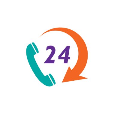 24 saat işareti olan telefon simgesi