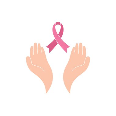 El ve kurdele göğüs kanseri farkındalığı düz tasarım