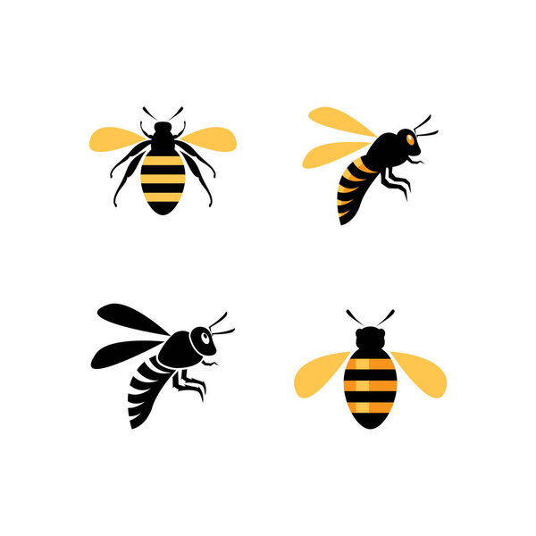 Пчелиный логотип векторный плоский дизайн EPS 10