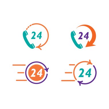 24 saat logo ve sembol vektör tasarımı