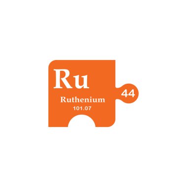 Rutenyumun kimyasal sembolü olan turuncu yapboz parçası.