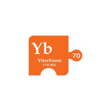 Turuncu bir yapboz parçasında ytterbium elementi.