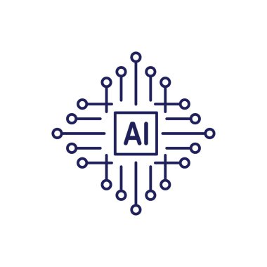 Ai çip simgesi, teknoloji web siteleri için idealdir, yapay zeka projeleri ve grafik tasarımı fütüristik kavramları betimler.
