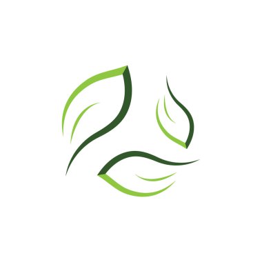 Yeşil yaprak illüstrasyon doğa logosu düz tasarım