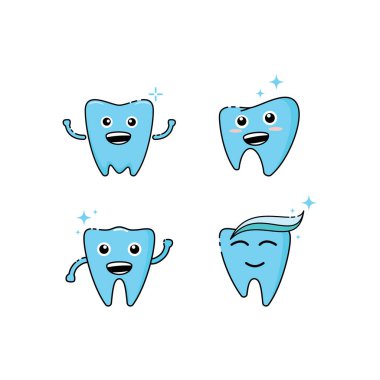 Diş klinikleri, ağız sağlığı kampanyaları, çocuk kitapları ve diş ürünleri için mutlu çizgi film çizimleri