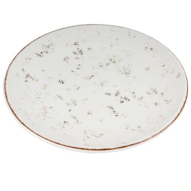 Beyaz bir arka plan üzerinde boş seramik tabak.