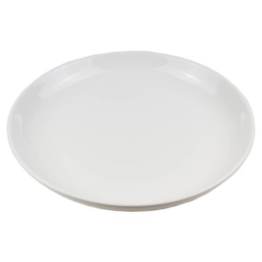 Beyaz zemin üzerinde beyaz seramik plaka.