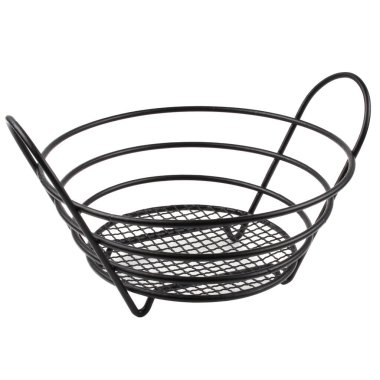 Beyaz arka plan üzerinde izole boş metal sepet