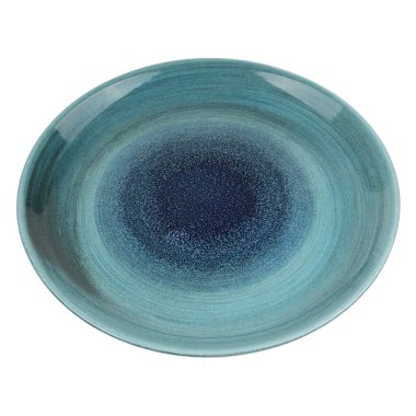 Beyaz arka plan üzerinde izole mavi seramik tabak