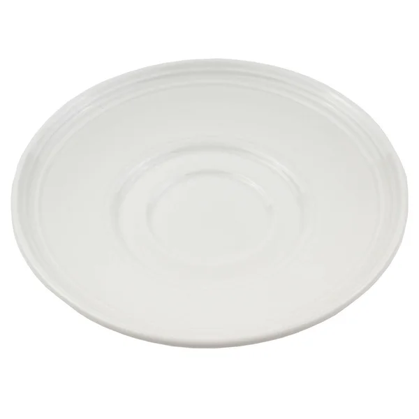 在白色背景上隔离的空陶瓷盘 — 图库照片