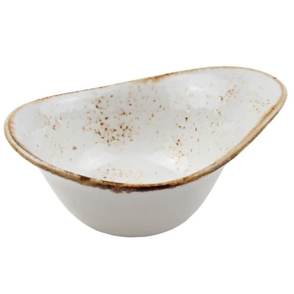 Tigela Cerâmica Vazia Isolada Fundo Branco — Fotografia de Stock