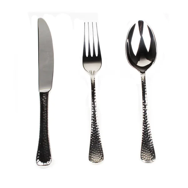 stock image fork with spoon and knife on white background